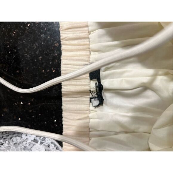 Forever 21 Layered Babydoll Mini Dress cream vanilla textured, layered hem Small - Picture 5 of 5